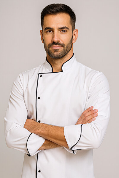 özgün üniforma سترة الطهاة للرجال - أناقة وبساطة - قماش قابل للتنفس، مقاوم للبقع