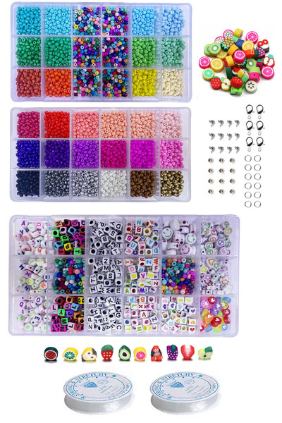 uniquehobby 3 صناديق ميجا 06 خرز رملي وخرز على شكل حرف حرف مجوهرات صنع صندوق خرز مجموعة هواية