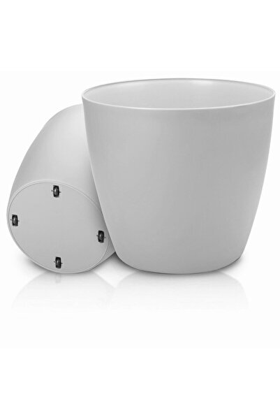 Melkan Home Beyaz Tekerlekli Saksı 48 Litre Büyük Saksı Geniş Hacimli Tekerlekli Saksı Beyaz 45x40 Cm
