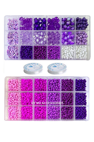 By MO Accessories مجموعة صنع المجوهرات بالخرز والخرز الرملي باللون الأرجواني ...
