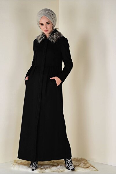 Alvina YAKASI KÜRK DETAYLI FERMUARLI MANTO 9760