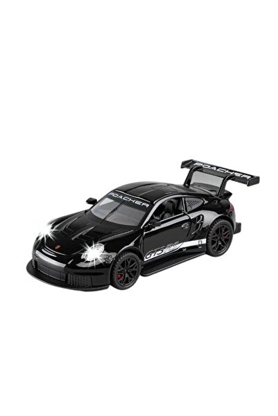 OEM Metal Car Porsche GT3 RS, Sounds and Lights, Moving Doors, Pull-Back, 16cm Black