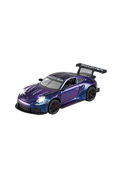 OEM Porsche GT3 RS Metal Car, Sounds and Lights, Moving Doors, Pull-Back, 16cm, Blue