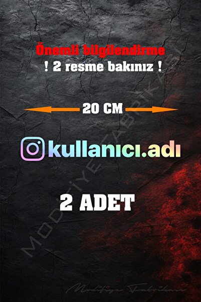 Modifiye Fabrikası Instagram Logolu Kullanıcı Adı - 20 Cm Folyo Sticker - Hol...
