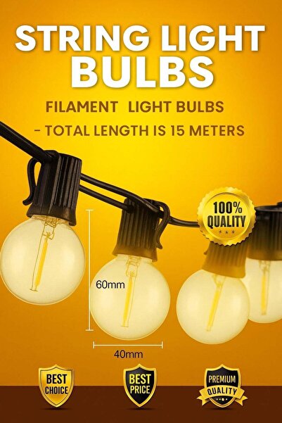 HAMER إضاءة عقد باللون الأسود مع لمبات E12، بطول 22 مترًا، تحتوي على 100 لمبة