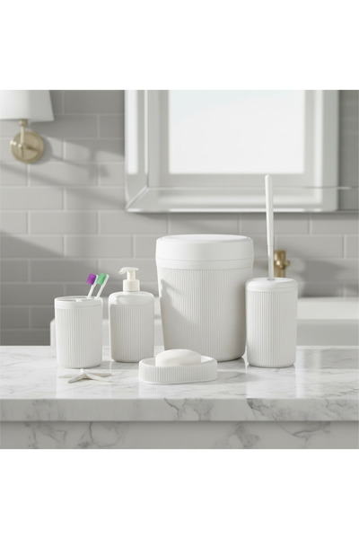 Rembox 5'li Banyo Seti 5 Lt Çöp Kovası Tuvalet Fırçası Lavabo Takımı Sabunluk...