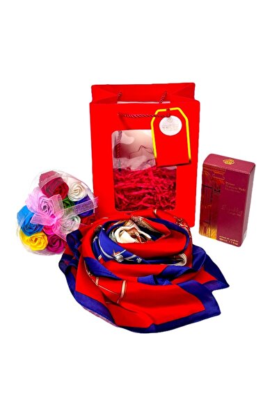 velve Pachet Secret,parfum arabesc,extract de parfum Barakkat,cutiuta trandafiri sapun, esarfa dama,Rosu