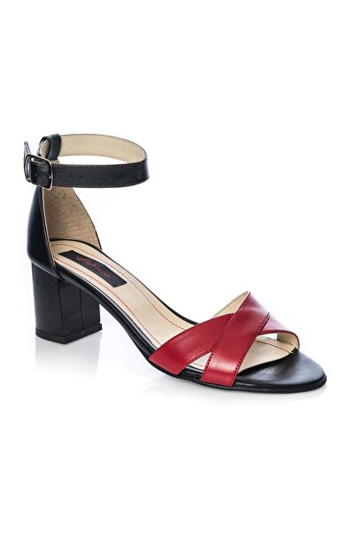 Catinca Shoes Women's genuine leather sandals – Red and Black – S 4 RN