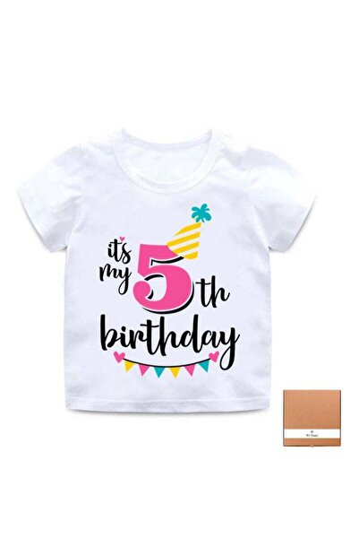 WE HAPPY It's My 5th Birthday Printed Kids Lovely Cotton T-Shirt