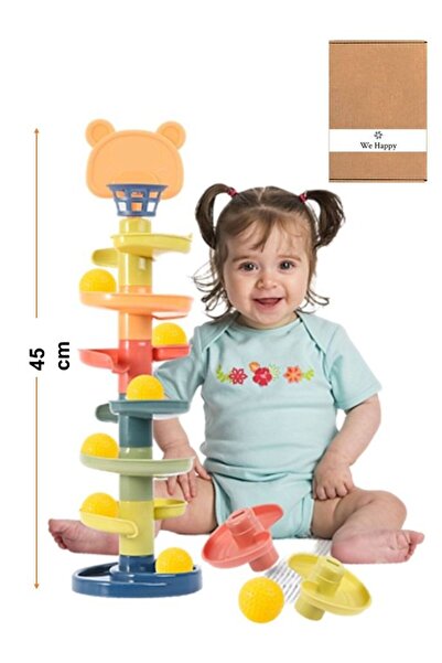 WE HAPPY برج الكرة الدوارة المكون من 7 طبقات مع 5 كرات (45 سم)