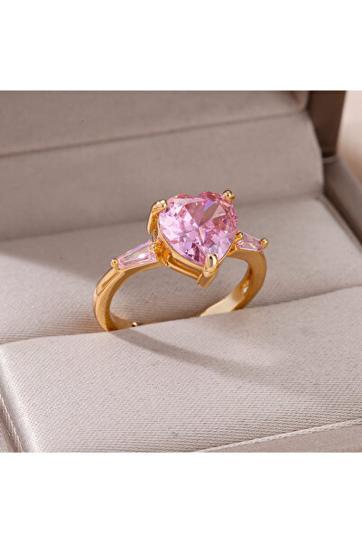 Choice خواتم قلب من الزركون الملون JZ5184G قابلة للتغيير الحجم للنساء مطلية ب...