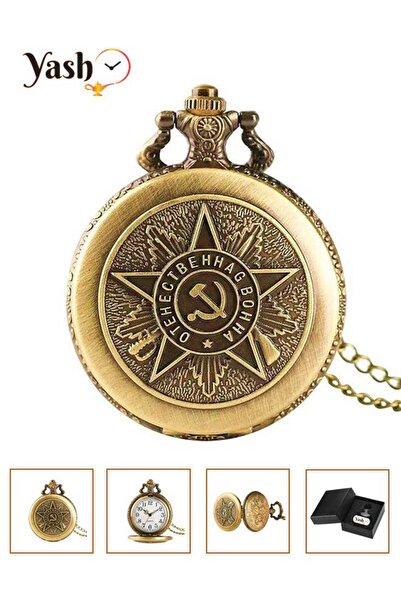 Yash Vintage Soviet Union Flag Hammer and Sickle Design Quartz Pocket Watch