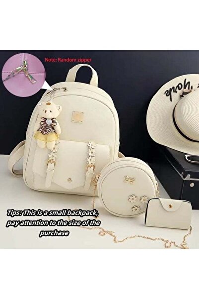 XIUWOO مجموعة حقيبة ظهر كاجوال للبنات مكونة من 3 قطع مع دب لطالبات المدارس