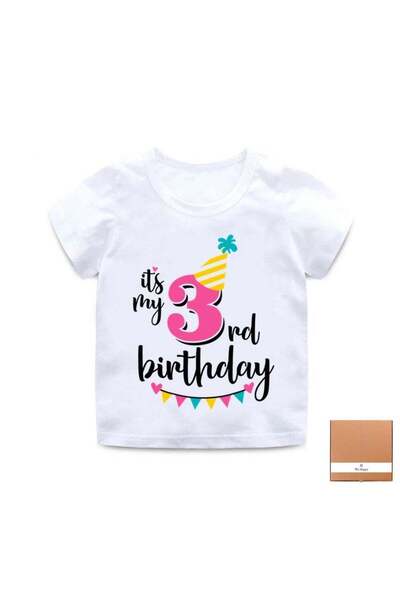 WE HAPPY It's My 3rd Birthday Printed Kids Lovely Cotton T-Shirt