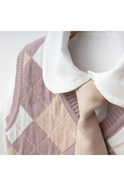 My Lusa baby wear Bears | Girl's Knitwear Vest Set Stylish Set Shirt & Tie & Pleated Skirt Set Classic Combination 2-5 Years Old