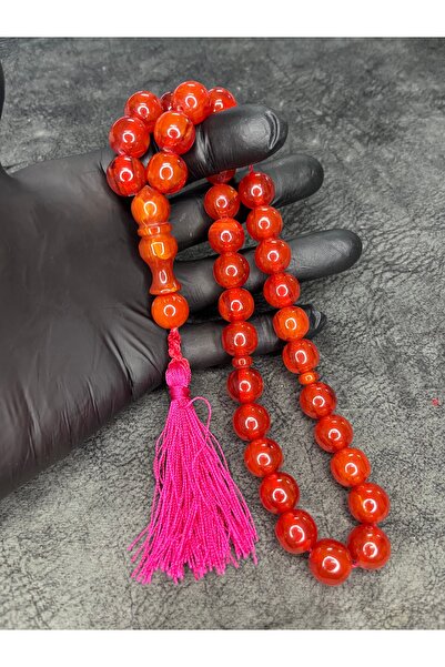 Mos Tespih مسبحة صلاة عنبرية مضغوطة ذات حجم كبير ومزينة بشراشيب