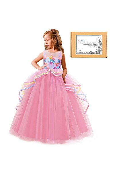 WE HAPPY Girls Unicorn Floral Birthday Party Dress Princess Tutu Costume