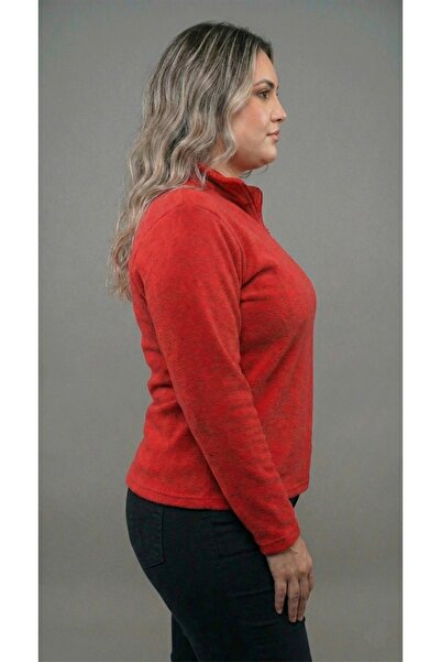 BESKAR Women's Red Half Zipper Mock Neck Winter Thermal Fleece Sweatshirt