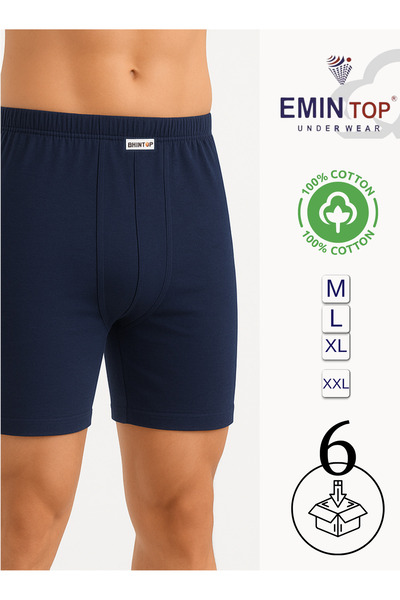 EMİNTOP Men's Boxer Shorts 6-Piece Set - Navy Blue Boxer Shorts