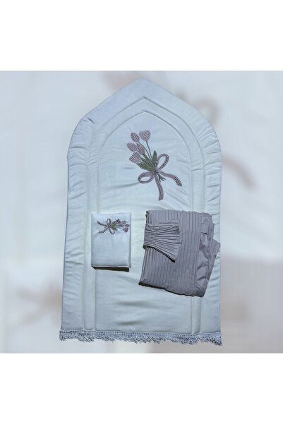 MAYAR طقم ملكي٣ قطع شرشف صلاه سجاد فوم مطرز بيت مصحف