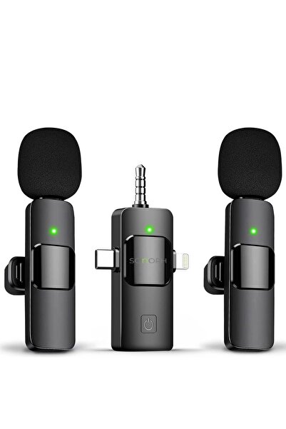 SONORH Set de 2 laveliere wireless SONORH® Pro, compatibile cu Android/iPhone/cameră foto, reducere a zgomotului, Plug&Play