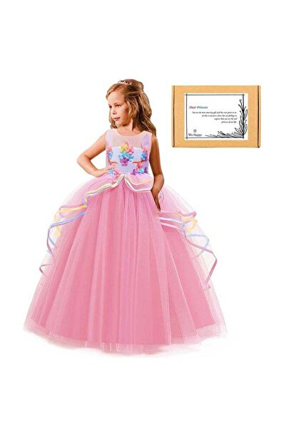 WE HAPPY Girls Unicorn Floral Birthday Party Wear Princess Tutu Dress Pink