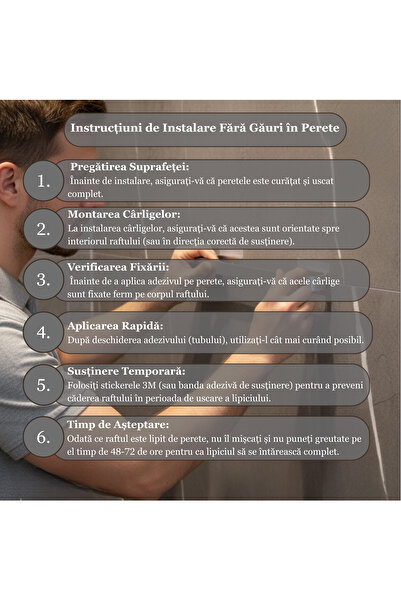 Salestore.ro No-Drill Towel Holder, 45cm,Self-Adhesive, Modern Design, Wall Mount,Silver, Bath/Kitchen Organizer