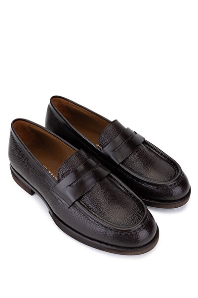 Tamer Tanca Men's Genuine Leather Brown Loafer Shoes