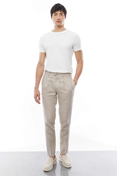 PAULMARK Men's Tie-Waist Linen Pants with Pockets