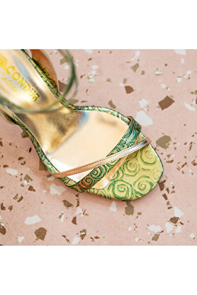 OEM Women's Sandals Made of Natural Leather Chloe Green Gold - 35