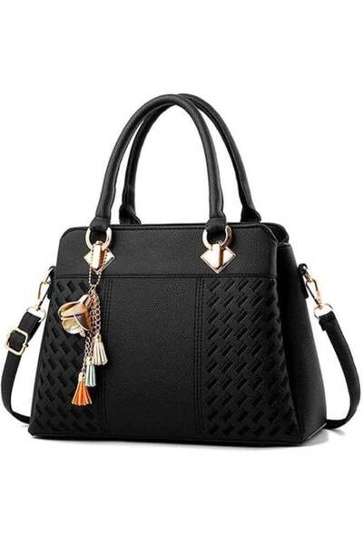 Nonbranded Women's PU Leather Crossbody Bag with Embroidered Top Handle