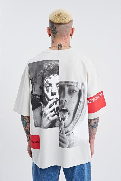 Machinist Men's Oversized Freedom Printed T-Shirt Space Grey