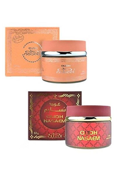 Nabeel Pack of 2 Ultimate Oudh Incense Bakhoor Combo Nasaem and 60 GM