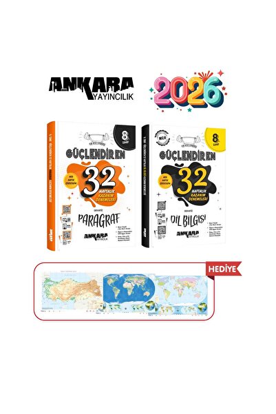 Ankara Yayıncılık 8.SINIF GÜÇLENDİREN 32 HAFTALIK PARAGRAF - DİL BİLGİSİ KAZA...
