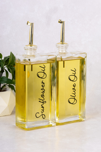 Dolkin Home 2li 500 ml Yağdanlık Cam Yağlık Zeytinyağı Ayçiçek Yağı İngilizce...