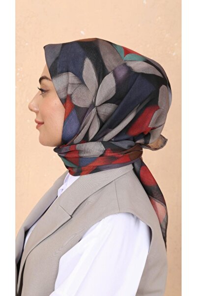 locella Soft Pamuk Eşarp Siyah Kırmızı-3