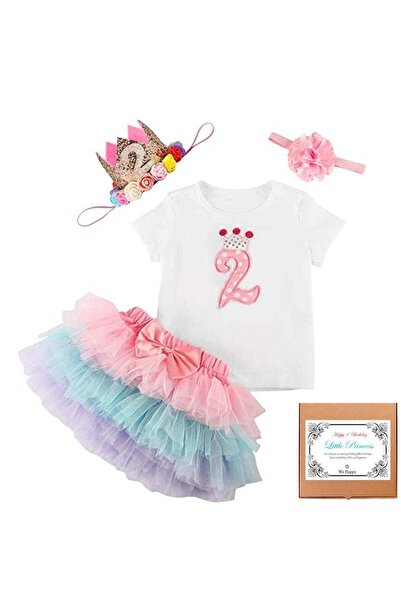 WE HAPPY 4-Piece 2nd Birthday Baby Girls Dress Princess Costume