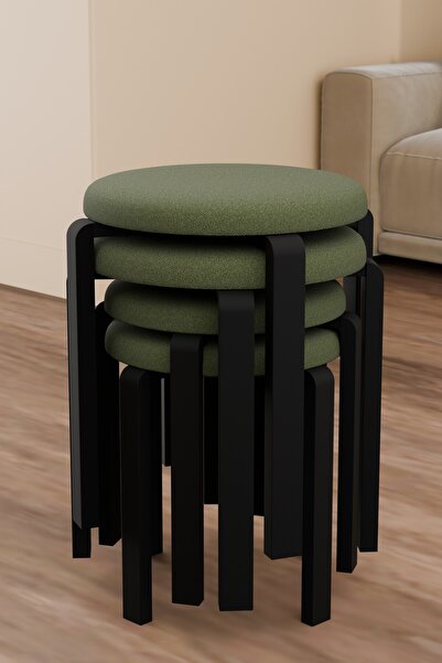 Wood House VERA PUF 4'LÜ HAKİ