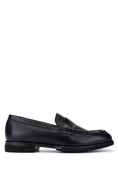 Tamer Tanca Men's Genuine Leather Black Loafer Shoes