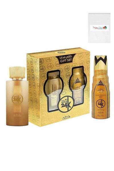 Nabeel مجموعة هدايا ذهبية عيار 24 قيراطًا، عطر بخاخ 100 مل ومزيل عرق 200 مل
