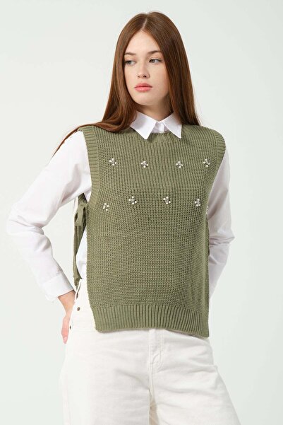 Hatun Atila Hatunatila Stone Detailed Knitwear Sweater 2020 Oil Green