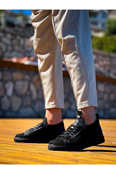 Lucy Shoes Yg-112 Men's Lace-Up Casual Knit Sneaker Shoes Cst - Black