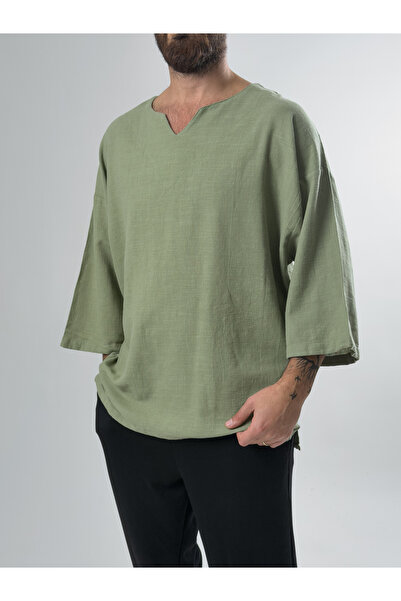 COCOPELLI Ανδρικό πράσινο μπλουζάκι με γιακά αχλάδι με κοντό μανίκι COC2612