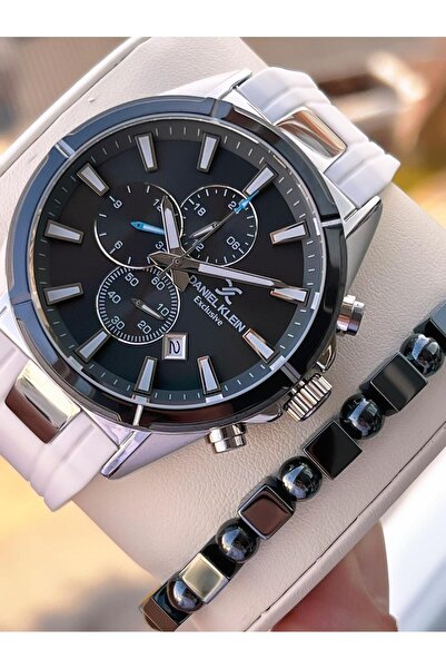 Daniel Klein Men's Wristwatch 30 Meters Water Resistant Silicone Band + Bracelet Gift Vs.Blkt.0714