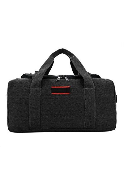 XIUWOO حقيبة دافل من القماش بسحاب للإغلاق - أسود