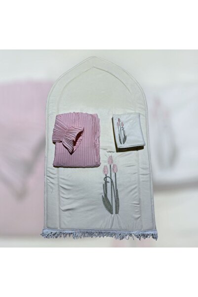 MAYAR طقم ملكي٣ قطع شرشف صلاه سجاد فوم مطرز بيت مصحف