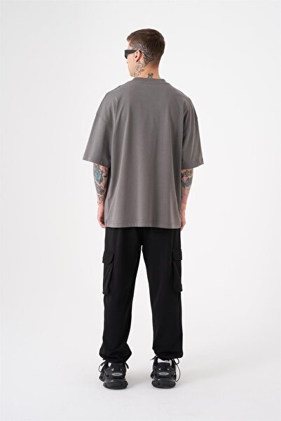 Machinist Oversized Free Spirit Printed Cotton T-Shirt Smoke
