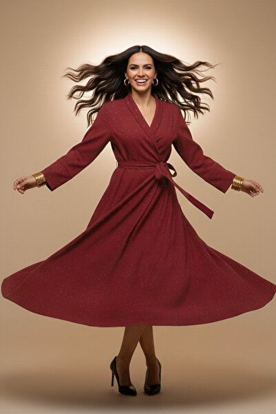 dorbe glitter dot pattern open kimono-style belted long kimono cardigan for women