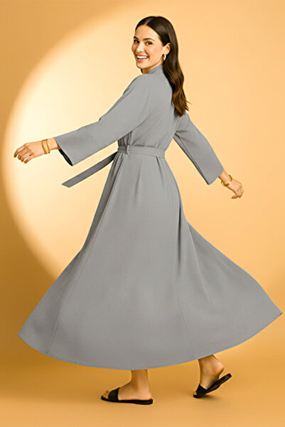 dorbe glitter dot pattern open kimono-style belted long kimono cardigan for women