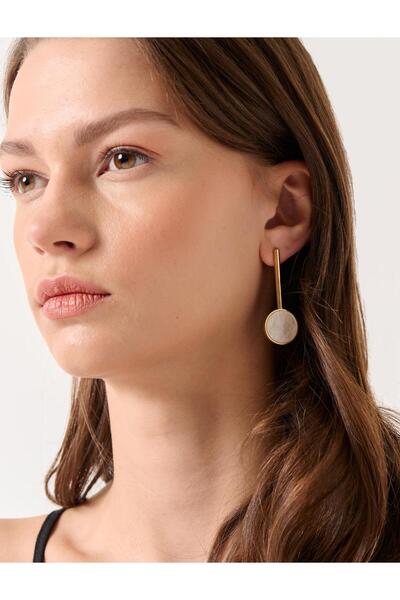 Jimmy Key Altın Rengi Detaylı Yuvarlak İkili Küpe